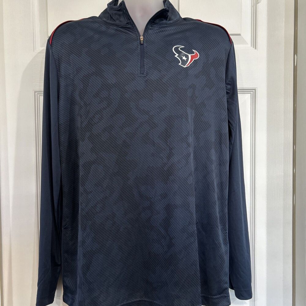 NFL Team Apparel Men's L Houston Texans 1/4 Zip LS Performance Top Shirt